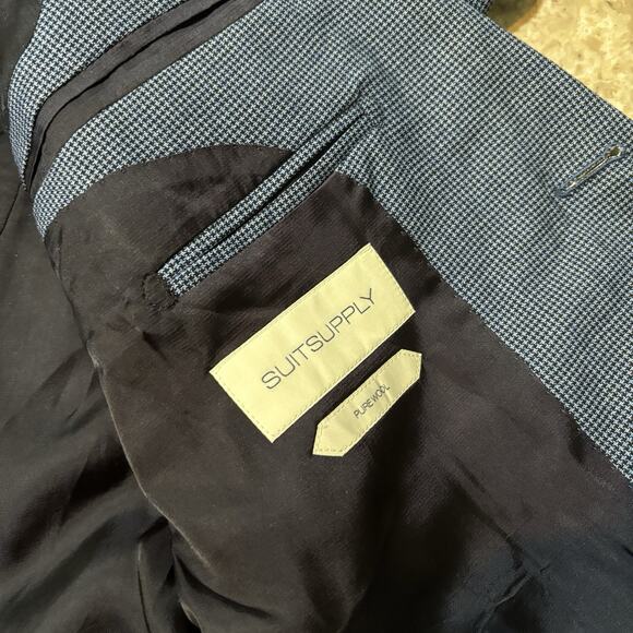 Suitsupply Blazer Mens 44L Pure Wool Sienna Single Breasted Houndstooth Canonico - Picture 5 of 16